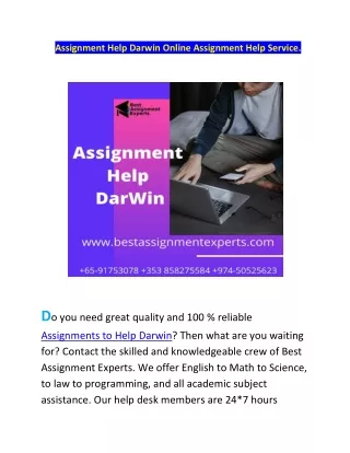 Assignment Help Darwin Online Assignment Help Service