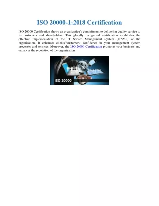 iso 20000 1 2018 certification