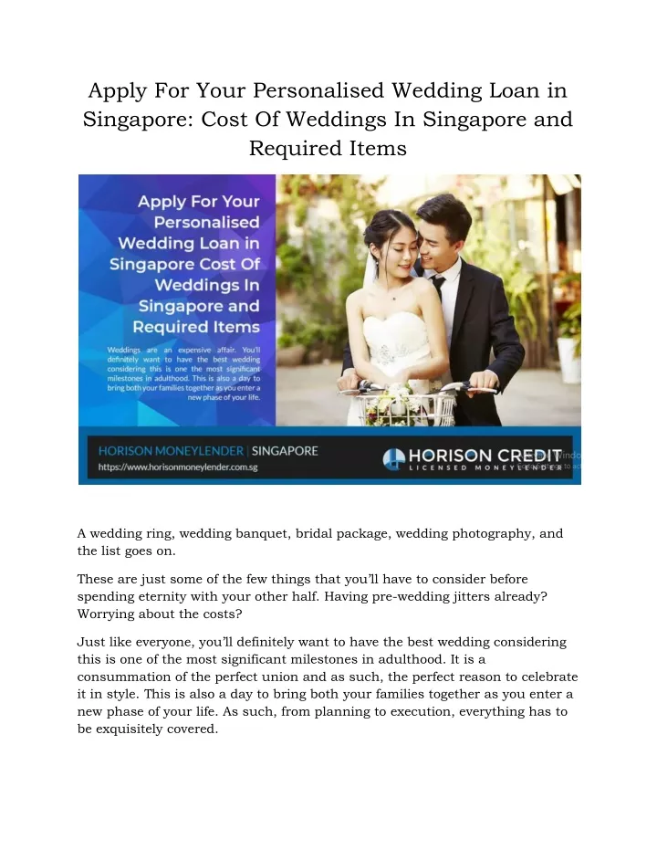 apply for your personalised wedding loan