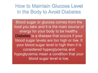 How to Track Glucose Level in the Body to effectively manage Diabetes