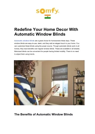redefine your home decor with automatic window
