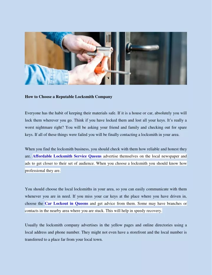 how to choose a reputable locksmith company
