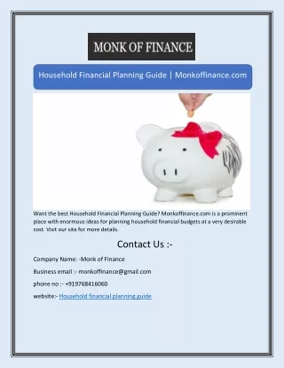 Household Financial Planning Guide | Monkoffinance.com