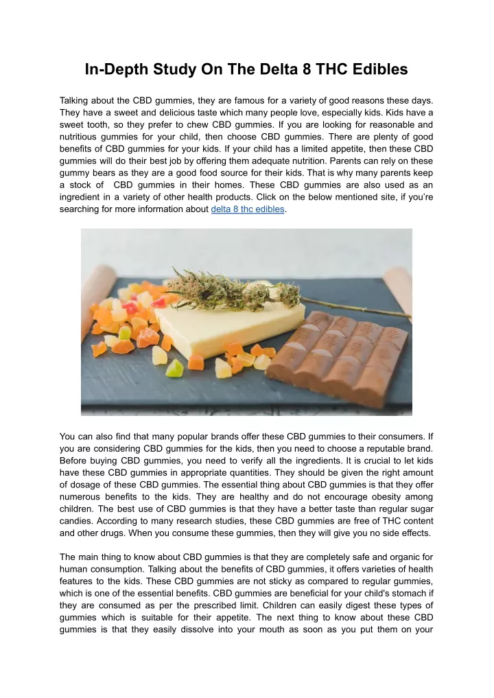 in depth study on the delta 8 thc edibles