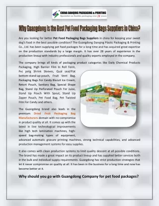 Why Guangdong is the Best Pet Food Packaging Bags Suppliers in China?