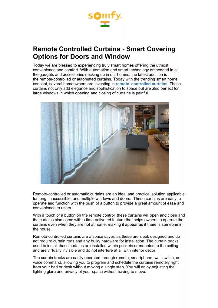 remote controlled curtains smart covering options