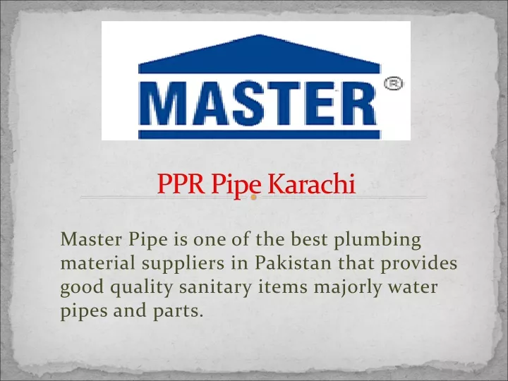 ppr pipe karachi