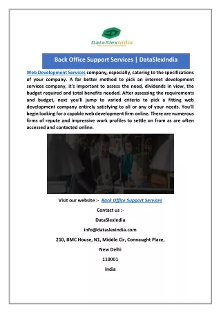 Back Office Support Services | DataSlexIndia
