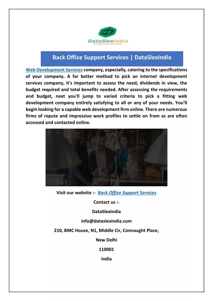 back office support services dataslexindia