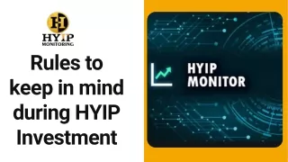 Rules to keep in mind during HYIP Investment