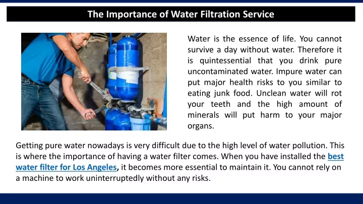 the importance of water filtration service