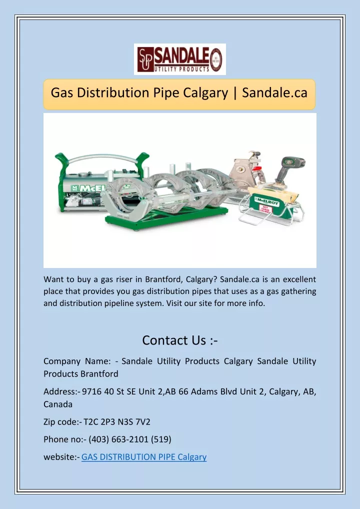 gas distribution pipe calgary sandale ca