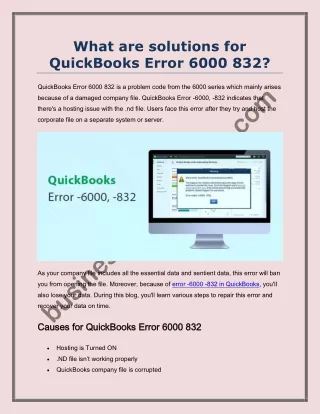 what are solutions for quickbooks error 6000 832