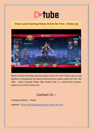 Share Latest Gaming Videos Online for Free | Atube.org