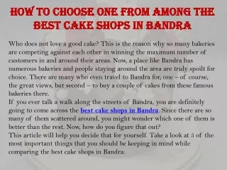 How to choose one from among the best cake shops in Bandra