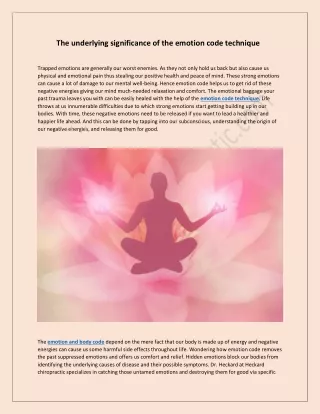 the underlying significance of the emotion code
