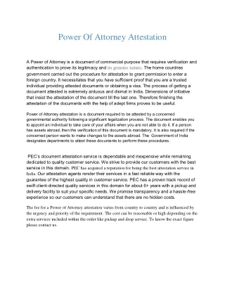 Power Of Attorney Attestation