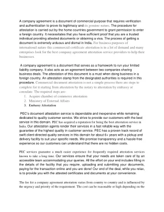 COMPANY AGREEMENT ATTESTATION