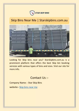 Skip Bins Near Me | Starskipbins.com.au