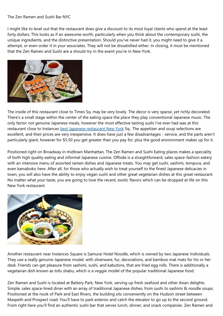 the zen ramen and sushi bar nyc