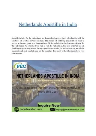Netherlands Apostille in India