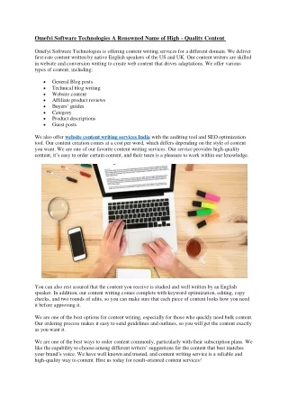 Omefyi Software Technologies A Renowned Name of High - Quality Content