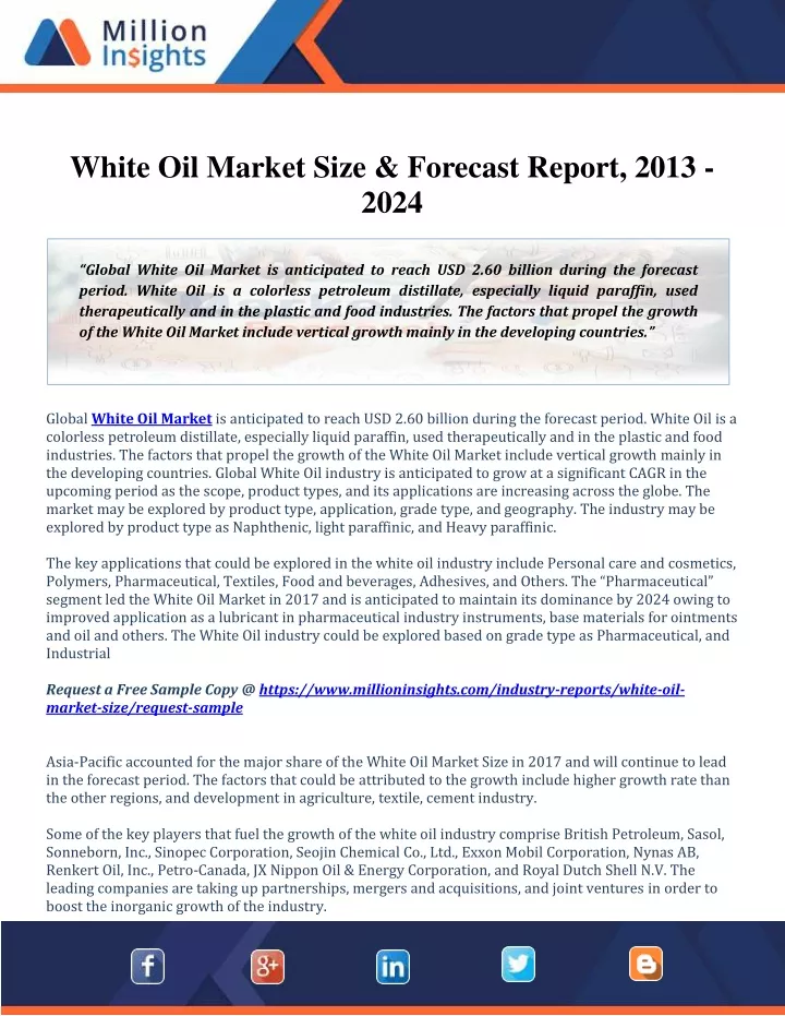 white oil market size forecast report 2013 2024