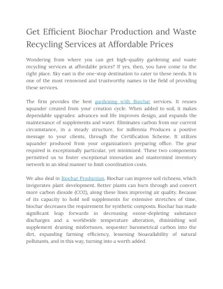 get efficient biochar production and waste