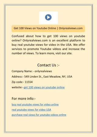 Get 100 Views on Youtube Online | Onlyrealviews.com