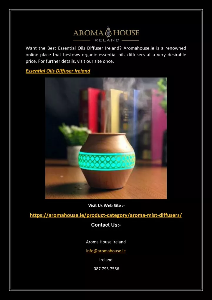 want the best essential oils diffuser ireland