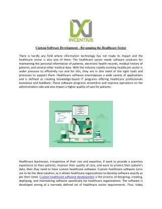 Custom Software Development - Revamping the Healthcare Sector