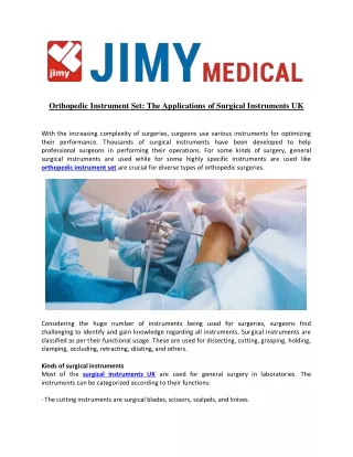 Orthopedic Instrument Set The Applications of Surgical Instruments UK