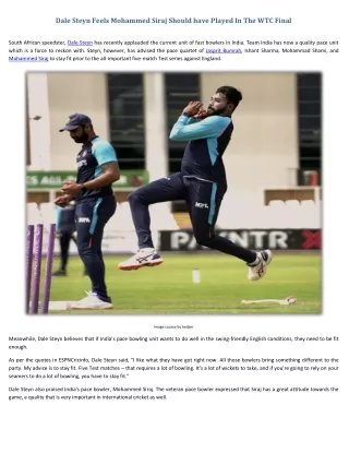 dale steyn feels mohammed siraj should have