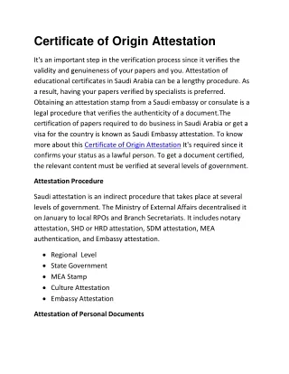 certificate of origin attestation for saudi