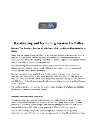 Bookkeeping and Accounting Services for Dallas