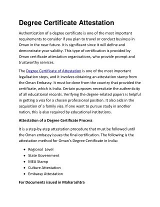 degree certificate attestation for oman
