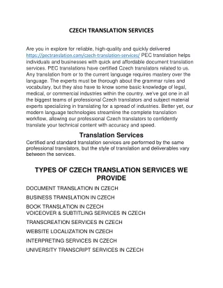 (Blog writing )CZECH TRANSLATION SERVICE.