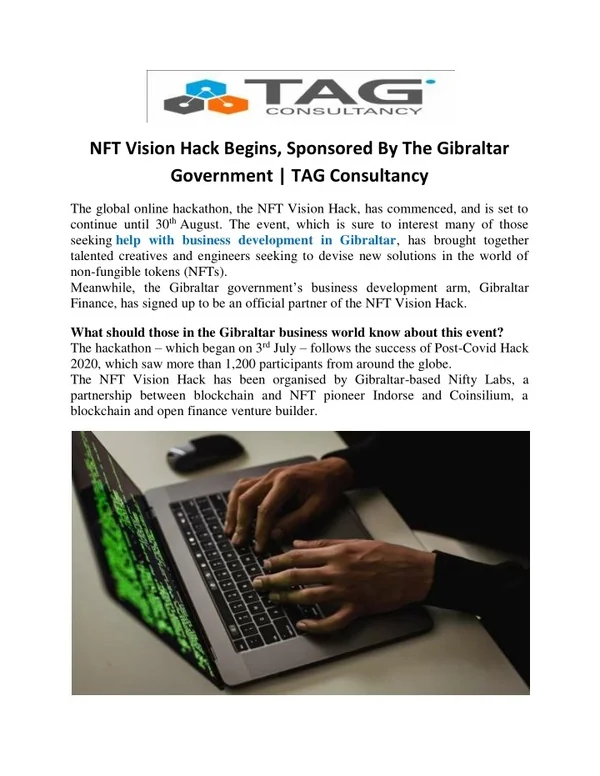 NFT Vision Hack Begins, Sponsored By The Gibraltar Government