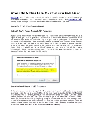 what is the method to fix ms office error code
