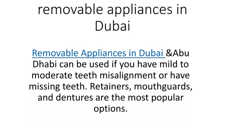 removable appliances in dubai