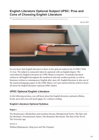 english literature optional subject upsc pros