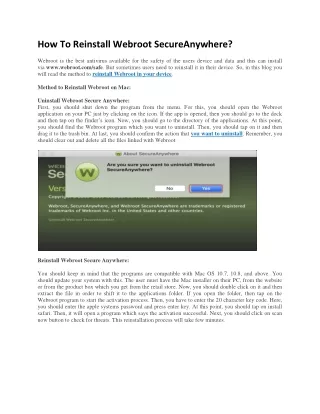 how to reinstall webroot secureanywhere