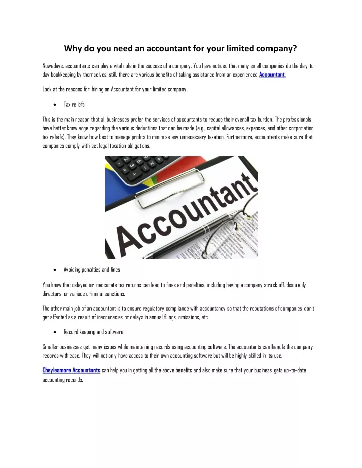 why do you need an accountant for your limited