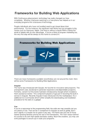 Frameworks for Building Web Applications