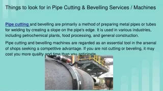 things to look for in pipe cutting bevelling