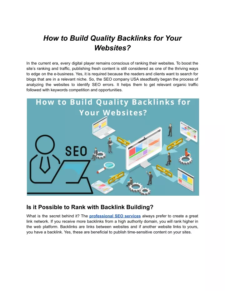 how to build quality backlinks for your websites