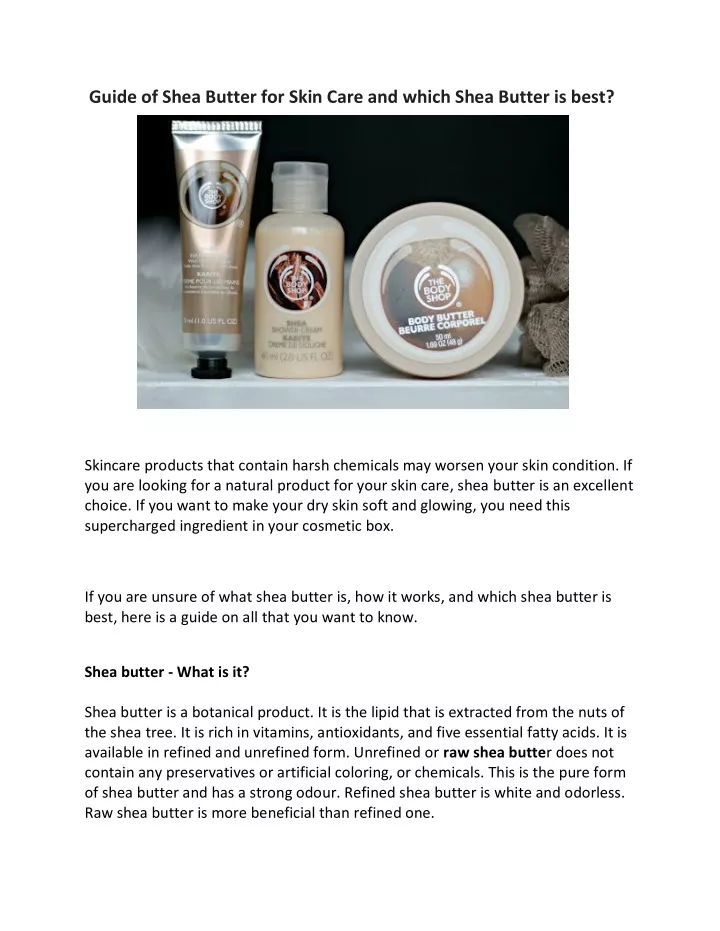 guide of shea butter for skin care and which shea