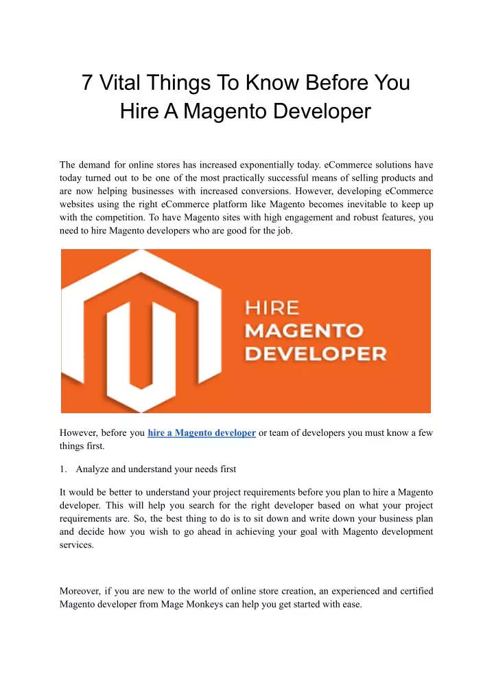 7 vital things to know before you hire a magento