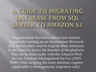 A Guide to Migrating Database From SQL Server to Amazon S3