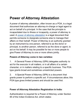 Power of Attorney Attestation